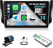 [8 Core/4G+64G] Radio for Nissan Sentra 2013-2017 Android 13 Car Stereo Wireless Apple Carplay&Android Auto, 10.1" IPS Touchscreen GPS Navi, Bluetooth 5.0 DSP FM RDS 32EQ 59UI WiFi SWC+Backup Cam&Mic