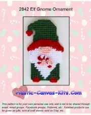 Elf Gnome Christmas Ornament- Plastic Canvas Pattern or Kit