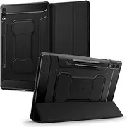 [Spigen] Rugged Armor Pro for Samsung Galaxy Tab S10 Plus/S9 Plus 12.4 Inch Case, S Pen Holder Air Cushion Bumper Technology Carbon Fiber Design Raised Edge Built-in Kickstand Cover - Black