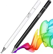 ARSH 2 Pcs Stylus Pen for iPad and Android Passive Stylus Pen Compatible with iOS iPhone iPad Android Tablets Laptops and Phones Pen for iPad Pencil Capacitive Pencil with 6 Disc Tips (Black & White)