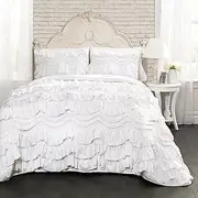 Lush Decor 16T000646 Kemmy 2 Piece Quilt Set, White, Twin
