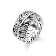 Genuine THOMAS SABO Sterling Silver Pave Feather Ring TR2159B