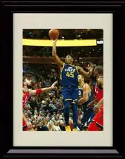 16x20 Framed Donovan Mitchell Autograph Replica Print - in The Air with Ball -