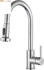 Polished Chrome Kitchen Taps Pull Out 2-Mode Spray Mixer Tap 360° Swivel Laundry