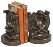 Bookends Bookend EQUESTRIAN Lodge Fox in Horseshoe Resin Hand-Painted Hand-Cast
