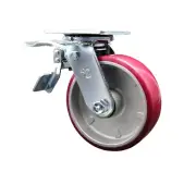 6 Inch Poly on Aluminum Swivel Caster with Ball Bearing and Total Lock Brake SCC