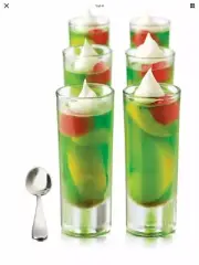 Libbey Just Desserts 16 Parfait Glass Dessert Dishes & 16 Mini Spoons NEW