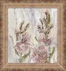 Flowers Oil Painting Gladiolus Gladioli Flower Blush Pink Lilac Beige Floral Art