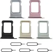 for iPhone 15 15 Plus 5 Color SIM Card Tray Replacement (Single SIM Version) SIM Card Slot Holder Replace with Open Eject Pin Model: A3090 A2846 A3094 A2847 (Black Blue Green Yellow Pink)
