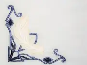 Swan Feather Art Deco motif Embroidered quilt label for customizing with text
