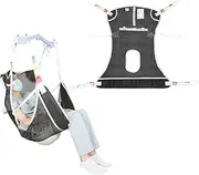 EZ Assistive Universal Full Body Patient Lift Sling with Commode Opening for Patient Toilet/Lift/Turning/Transfer, Hoyer Lift Sling with Mesh Fabric for Bedridden,Elderly to Bathing (Black, Medium)