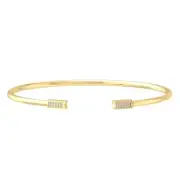 10k Yellow Gold Lab Grown Diamond Bangle Bracelet 7" Gift for Mother's Day