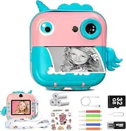 Instant Print Camera for Kids, Kids Camera Toys for Girls Boys Age 3-12, Christmas Birthday Festival Kids (Pink)
