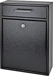 7412 High Security Steel Locking Wall Mounted Mailbox, Office Drop Box, Comment Box, Letter Box, Deposit Box, Black