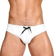 [DGKaxiyaHM] Men's Solid Color Stretchy Drawstring Swimming Trunks Soft Breathable Bikini Briefs Comfort Sexy Board Shorts