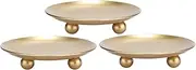 Iron Plate Candle Holder, Gold, Decorative Iron Pillar Candle Holder, Set of 3,Candle Stand for Wax Candles