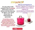 150ml UNSCENTED reed diffuser base plus Magenta glass bottle 15 diffuser sticks