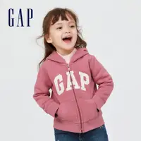 在飛比找蝦皮商城優惠-Gap 女幼童裝 Logo刷毛長袖外套 碳素軟磨系列-玫瑰粉