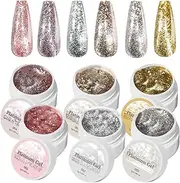 Glitter Nail Polish Set - parties Glitter Polish, Vibrant sparkl Gadget | Safe And non toxic Fun For Teens Girls, Wide Brush For Easy Coverage, Glossy Cruelty fre vega, Flat Brush Head Design