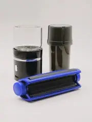 Pre Roll Set (3pc) Electric Grinder, Stash jar, BLUE Classic Roller Machine