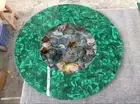 Luxury Round Agate & Malachite Coffee Table, Handmade Natural Crystal stone Deco