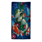 Cool Fantasy Art Swimming with Koi Mermaid Beach Towels Medium Large Extra Large