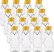 Bekith 16 Pack 8 Fluid Oz Plastic Bear Honey Bottle Jars, Honey Squeeze Bottle Empty with Flip-top Lid for Storing and Dispensing