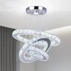 Lã¡mpara LED Moderna De Cristal 3 Aros, Altura Ajustable, Luz Frã­a
