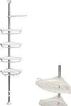 4 Tier Corner Shower Caddy，No Drilling Shower Caddy Basket with Towel Rack,Adjustable Stainless Steel Shower Organizer,Floor Standing Rack Bath Storage Holder with Rust Proof Rods