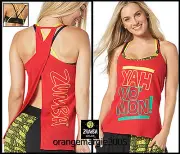 ZUMBA "Yah Wo Mon" Jamaican "No Problem" Tank Tee + Kingston Bra Top - 2 Pc.SET!