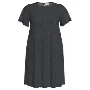 LLR Roselyn Smocked Flutter Sleeve Dress - Large-Charcoal With Print Ribbed Knit