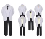 Formal Black White Suit Set Champagne BowTie Neck Tie Vest Boy Baby Toddler Teen