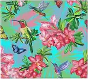 RHAIYAN Dish Drying Mat Compatible with Kitchen Drainer Tropical Blooming Flowers Flying Paradise Birds Microfiber Cushion Pad Dinnerware Specific