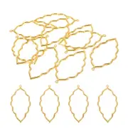 20Pcs Leaf Shape Alloy Open Back Bezel Pendants Resin Frame, Gold Tone