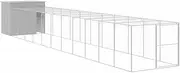 vidaXL Dog House, Dog Kennel with Roof and Run, Dog Crate for Outdoor Garden Backyard, Puppy Playpen with Door, Light Grey Galvanised Steel