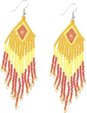 [Yardenfun] Earrings Tassel Ethnic Style Handmade Bead Earrings Lightweight for Parties Daily Wear