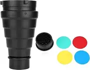 Snoot Bowens Mount, Snoot Honeycomb Grid Light Beam Tube Bowens Mount Filter for Studio Strobe Flash with 5 Filter