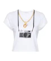 Paco Rabanne Camera-Printed Crewneck T-Shirt White