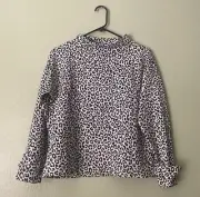 Ann Taylor Sweater Women's Large Leopard Print Top Black & White Long Sleeve
