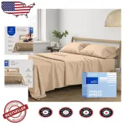 Cooling 100% Cotton Full Size Sheets - 4 PC with Deep Pockets in Taupe