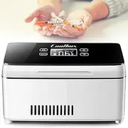 Mini Portable Refrigerator Cool Box Led Display, Portable Insulin Cooler Medication Fridge Electric Insulin 0-18℃ Portable Insulin Cooler,Touchmodel-threebattery