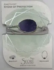Scout Amethyst Stone of Protection Bracelet Necklace Serling Silver Dipped NEW