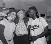 Jackie Robinson With Burt Shotton At Ebbets Field 1950 Baseball Old Photo