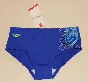 Speedo Endurance Boys Blue Powerflux Printed Brief Bathers Size 14 New