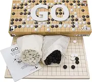 Go Set with Folding Wooden Board and Glass Stones