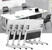 4 Pack Folding Conference Room Table, Conference Table Rectangular Training Seminar Table Meeting Tables