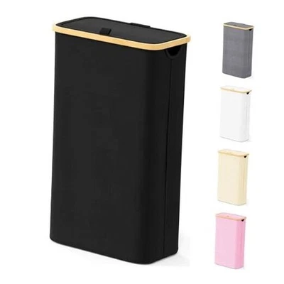 Slim Laundry Hamper with Lid, 65L Narrow Clothes Basket Bin 65L Slim Black