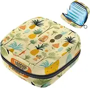 Period Bag,Sanitary Napkin Storage Bag,Fruit Pattern Pineapple Leaves,Tampon Holder for Purse