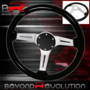 Silver Center Black Wood Grain Deep Dish Streak Style Steering Wheel Horn Delete (for: Daihatsu)