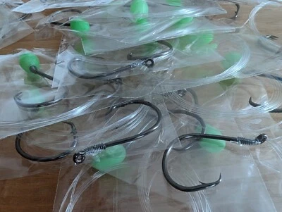 7/0 60lb Sliding Snelled Fishing Rigs X10